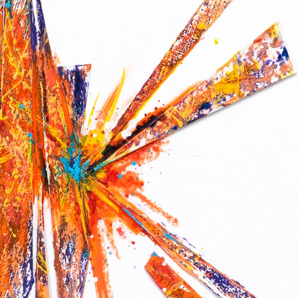 sans titre 
 2024-06. Collage de papiers, acrylique, Bic, encre pigmentée, encre solidifiée, encres à alcool sur papier Fabriano. 20 x 20 cm. 
2024 – Dominique Vial