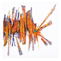 sans titre 
 2024-06. Collage de papiers, acrylique, Bic, encre pigmentée, encre solidifiée, encres à alcool sur papier Fabriano. 20 x 20 cm. 
2024 – Dominique Vial