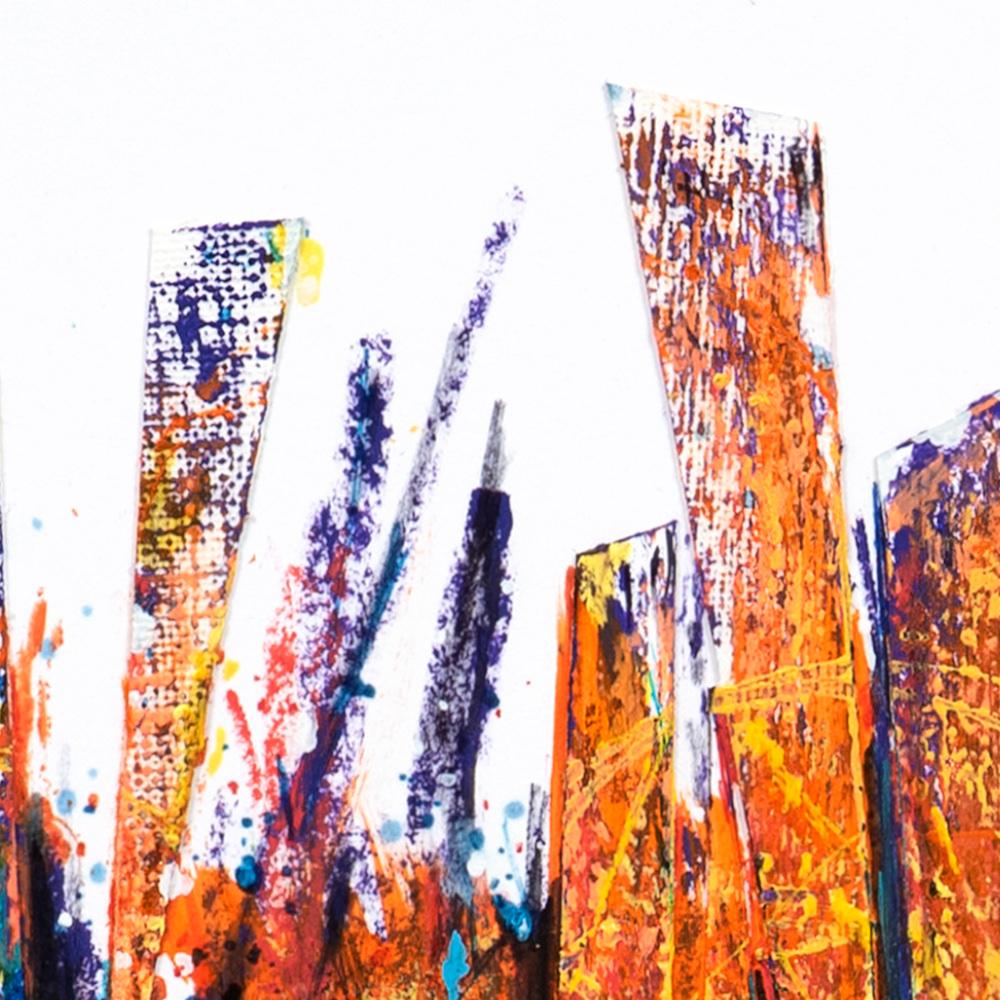 sans titre 
 2024-06. Collage de papiers, acrylique, Bic, encre pigmentée, encre solidifiée, encres à alcool sur papier Fabriano. 20 x 20 cm. 
2024 – Dominique Vial