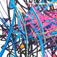 sans titre 
 2024-07. Acrylique, Bic, encre pigmentée, encre solidifiée, encres à alcool sur papier Fabriano. 20 x 20 cm. 
2024 – Dominique Vial