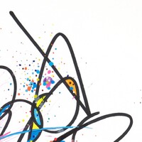 sans titre 
 2024-07. Acrylique, Bic, encre pigmentée, encre solidifiée, encres à alcool sur papier Fabriano. 20 x 20 cm. 
2024 – Dominique Vial