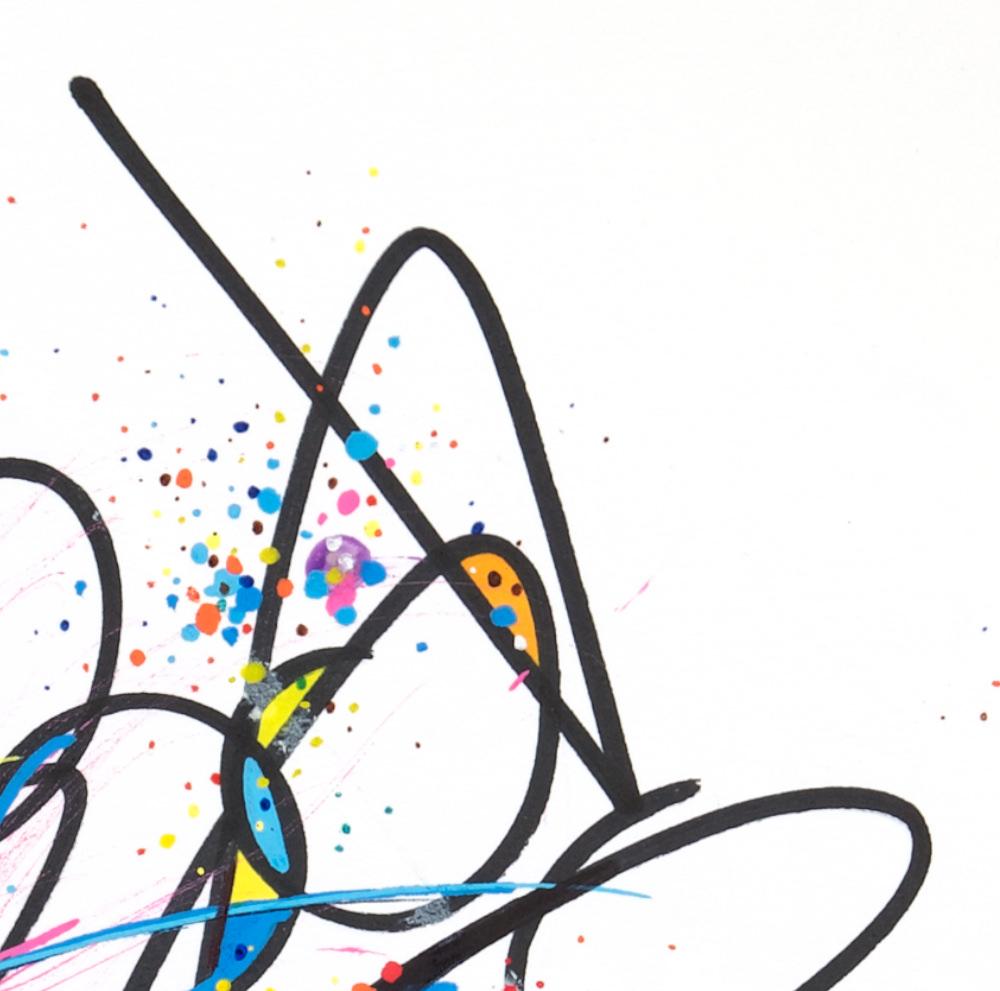 sans titre 
 2024-07. Acrylique, Bic, encre pigmentée, encre solidifiée, encres à alcool sur papier Fabriano. 20 x 20 cm. 
2024 – Dominique Vial