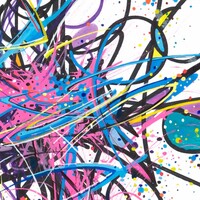 sans titre 
 2024-07. Acrylique, Bic, encre pigmentée, encre solidifiée, encres à alcool sur papier Fabriano. 20 x 20 cm. 
2024 – Dominique Vial