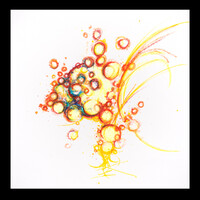 sans titre 
 2024-08. Acrylique, Bic, encre pigmentée, encre solidifiée, encres à alcool sur papier Fabriano. 20 x 20 cm. 
2024 – Dominique Vial