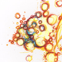 sans titre 
 2024-08. Acrylique, Bic, encre pigmentée, encre solidifiée, encres à alcool sur papier Fabriano. 20 x 20 cm. 
2024 – Dominique Vial