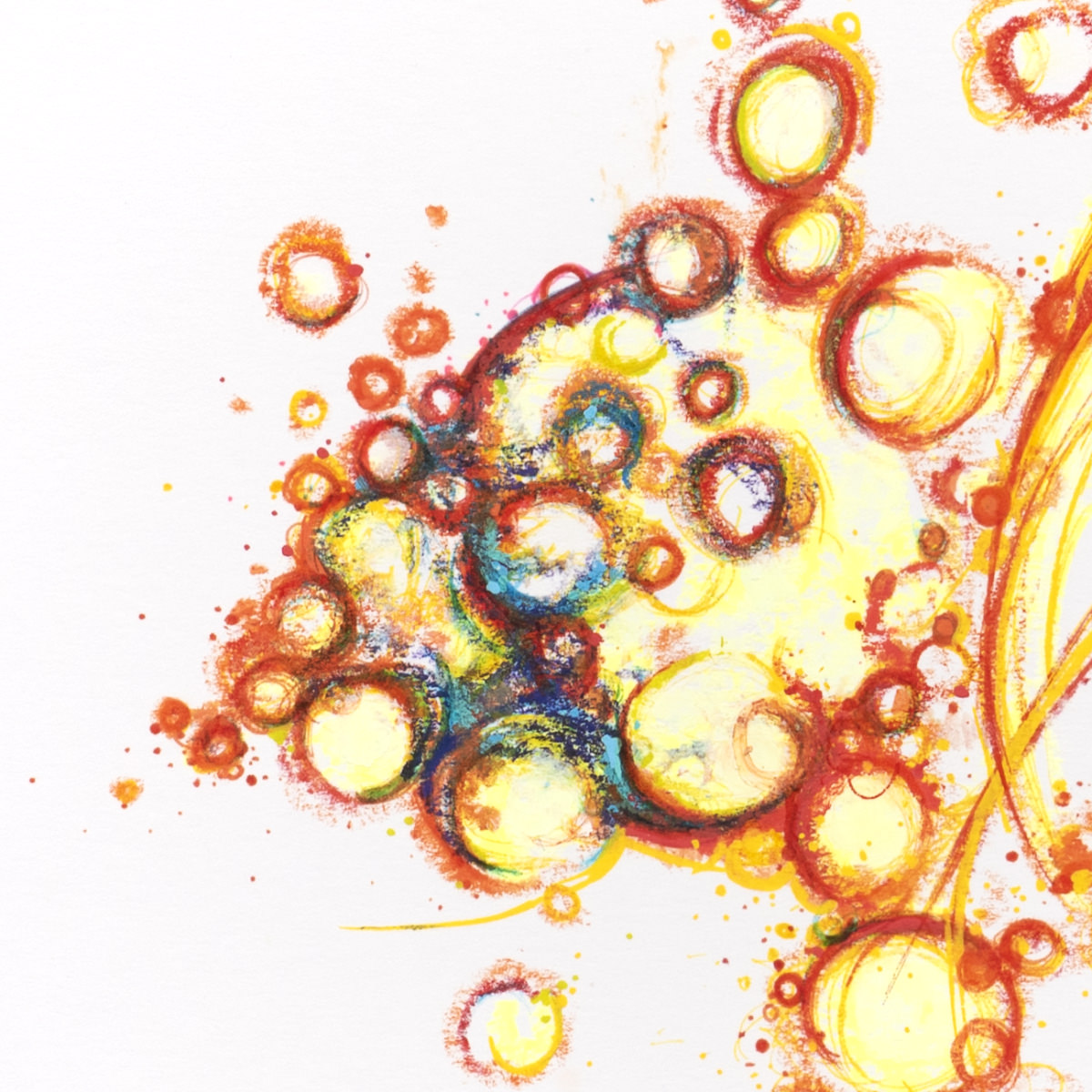 sans titre 
 2024-08. Acrylique, Bic, encre pigmentée, encre solidifiée, encres à alcool sur papier Fabriano. 20 x 20 cm. 
2024 – Dominique Vial