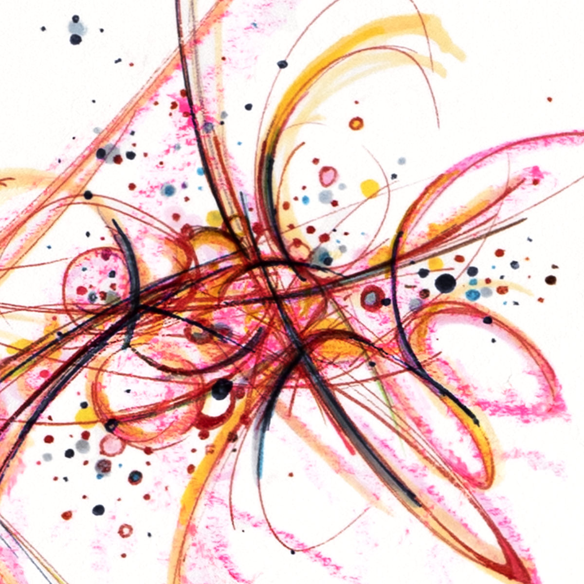 sans titre 
 2024-09. Acrylique, Bic, encre pigmentée, encre solidifiée, encres à alcool sur papier Fabriano. 20 x 20 cm. 
2024 – Dominique Vial