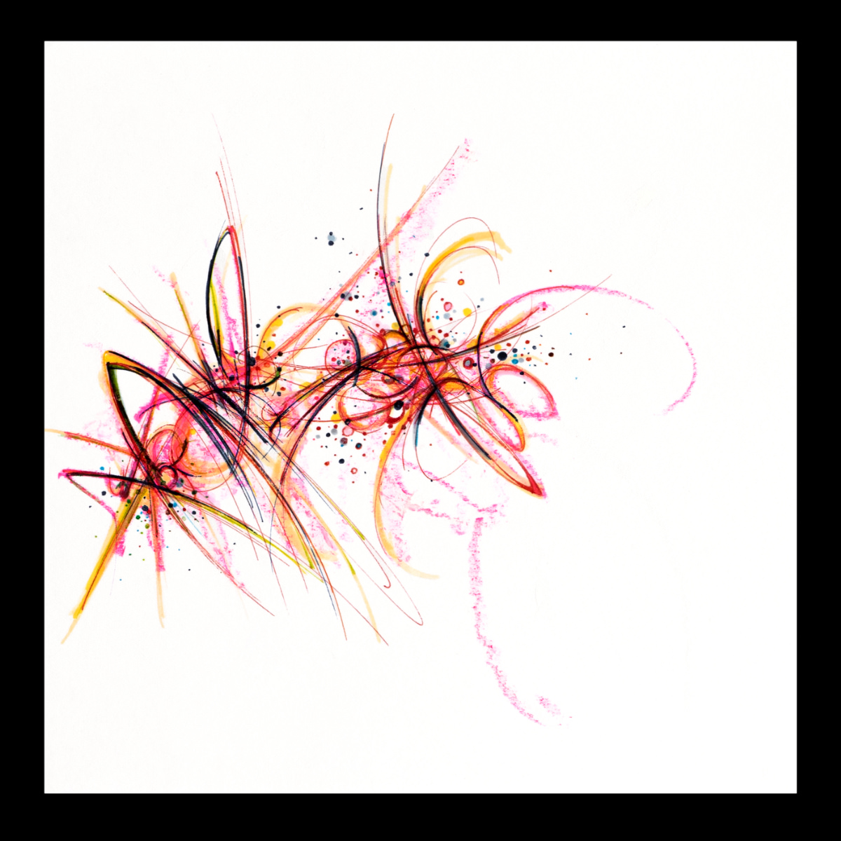 sans titre 
 2024-09. Acrylique, Bic, encre pigmentée, encre solidifiée, encres à alcool sur papier Fabriano. 20 x 20 cm. 
2024 – Dominique Vial