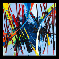 sans titre 
 2024-11. Acrylique, peinture solidifiée, encres à alcool, peinture vinylique sur bois. 20 x 20 cm. 
2024 – Dominique Vial