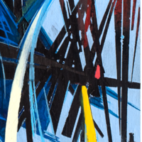 sans titre 
 2024-11. Acrylique, peinture solidifiée, encres à alcool, peinture vinylique sur bois. 20 x 20 cm. 
2024 – Dominique Vial