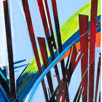 sans titre 
 2024-11. Acrylique, peinture solidifiée, encres à alcool, peinture vinylique sur bois. 20 x 20 cm. 
2024 – Dominique Vial