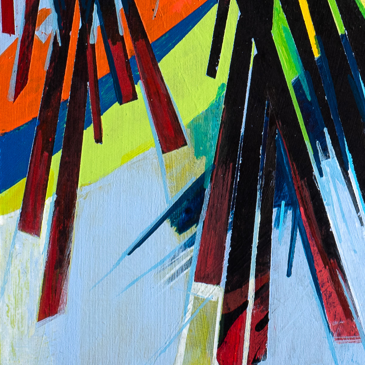 sans titre 
 2024-11. Acrylique, peinture solidifiée, encres à alcool, peinture vinylique sur bois. 20 x 20 cm. 
2024 – Dominique Vial