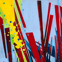 sans titre 
 2024-11. Acrylique, peinture solidifiée, encres à alcool, peinture vinylique sur bois. 20 x 20 cm. 
2024 – Dominique Vial