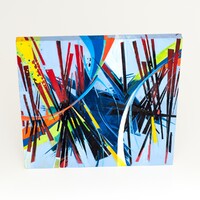 sans titre 
 2024-11. Acrylique, peinture solidifiée, encres à alcool, peinture vinylique sur bois. 20 x 20 cm. 
2024 – Dominique Vial