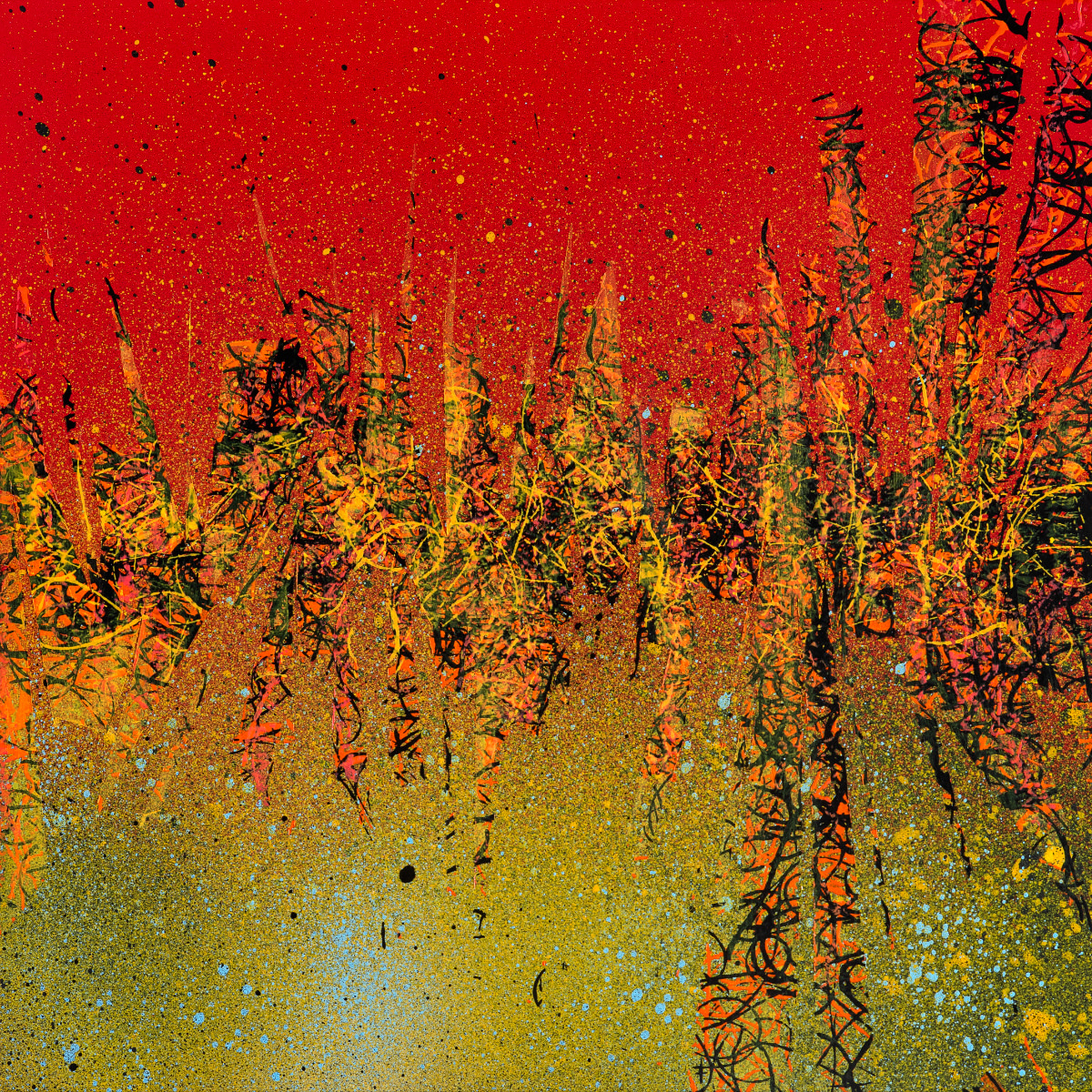 sans titre 
 2024-12. Acrylique, peinture solidifiée, encre pigmentée sur bois. 20 x 20 cm. 
2024 – Dominique Vial