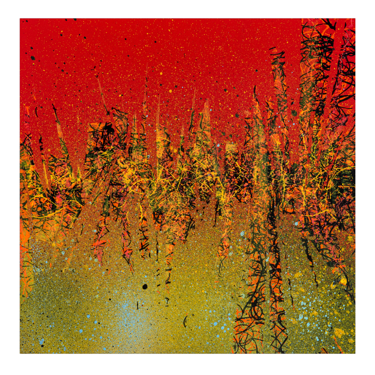 sans titre 
 2024-12. Acrylique, peinture solidifiée, encre pigmentée sur bois. 20 x 20 cm. 
2024 – Dominique Vial