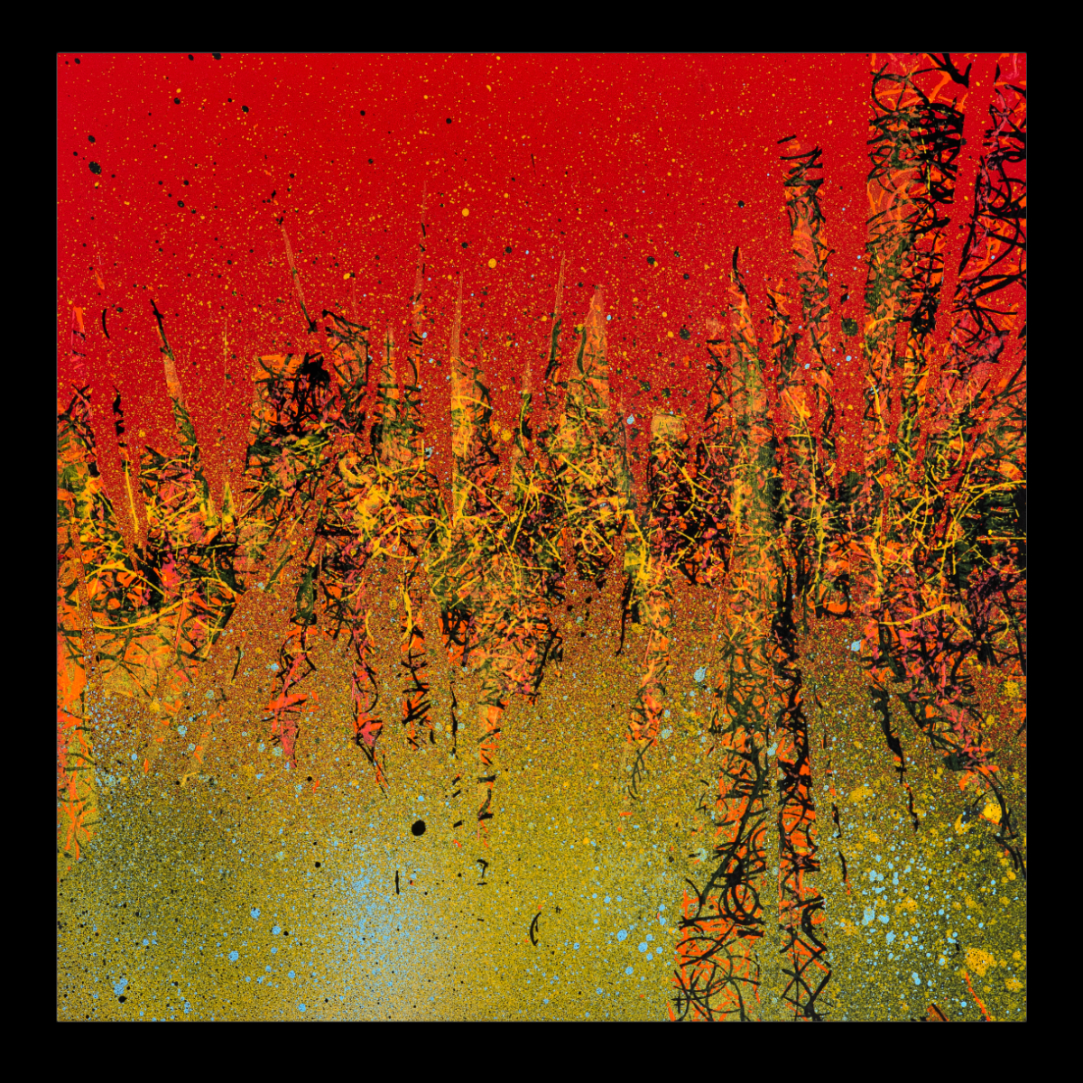 sans titre 
 2024-12. Acrylique, peinture solidifiée, encre pigmentée sur bois. 20 x 20 cm. 
2024 – Dominique Vial