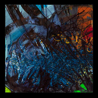 sans titre 
 2024-13. Acrylique, encres à alcool, peinture solidifiée, peinture vinylique, aquarelle sur bois. 20 x 20 cm. 
2024 – Dominique Vial