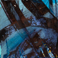 sans titre 
 2024-13. Acrylique, encres à alcool, peinture solidifiée, peinture vinylique, aquarelle sur bois. 20 x 20 cm. 
2024 – Dominique Vial