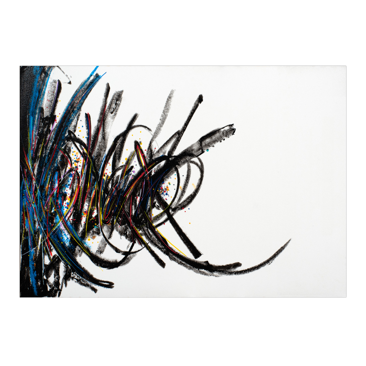 sans titre 
 2025-01. Peinture solidifiée, acrylique, encre pigmentée sur papier synthétique Yupo. 21 x 14.8 cm. 
2025 – Dominique Vial