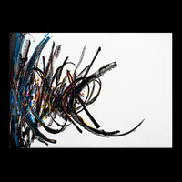 sans titre 
 2025-01. Peinture solidifiée, acrylique, encre pigmentée sur papier synthétique Yupo. 21 x 14.8 cm. 
2025 – Dominique Vial