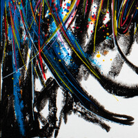 sans titre 
 2025-01. Peinture solidifiée, acrylique, encre pigmentée sur papier synthétique Yupo. 21 x 14.8 cm. 
2025 – Dominique Vial