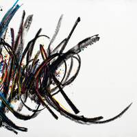 sans titre 
 2025-01. Peinture solidifiée, acrylique, encre pigmentée sur papier synthétique Yupo. 21 x 14.8 cm. 
2025 – Dominique Vial