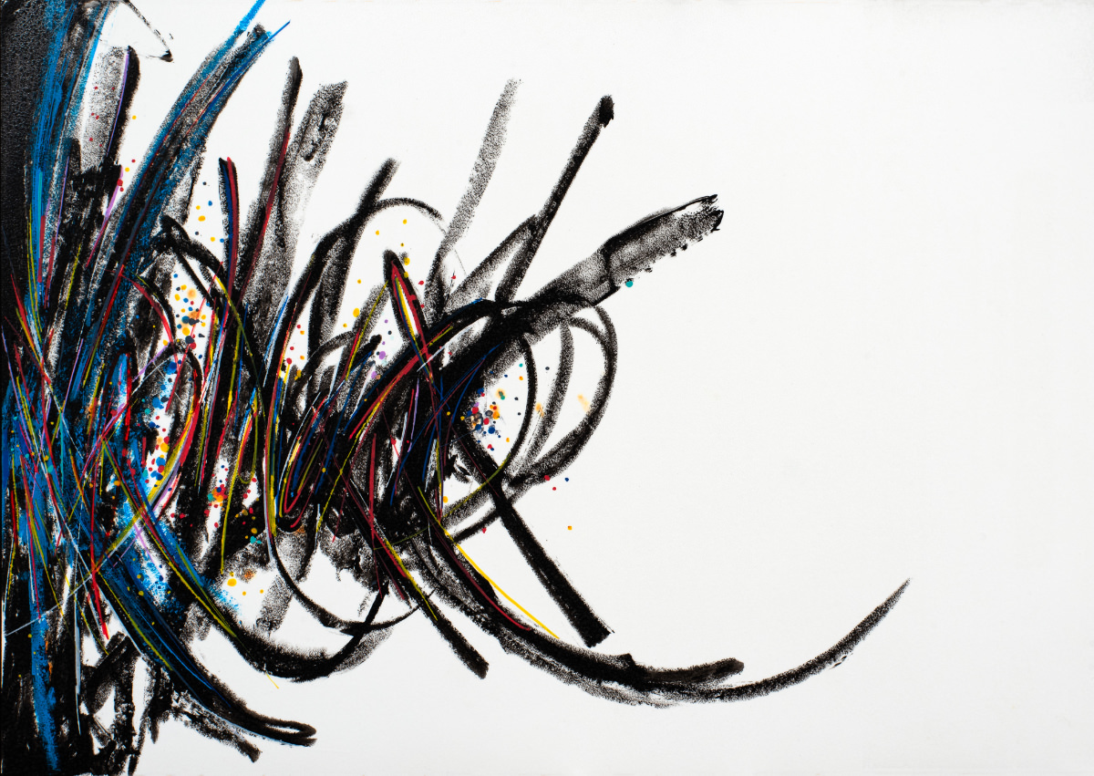 sans titre 
 2025-01. Peinture solidifiée, acrylique, encre pigmentée sur papier synthétique Yupo. 21 x 14.8 cm. 
2025 – Dominique Vial