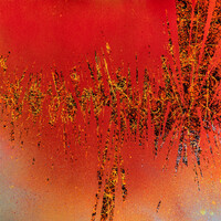 sans titre 
 2025-02. Acrylique et encres à alcool sur bois. 50 x 50 cm. 
2025 – Dominique Vial