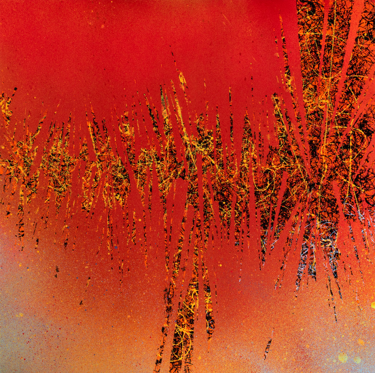 sans titre 
 2025-02. Acrylique et encres à alcool sur bois. 50 x 50 cm. 
2025 – Dominique Vial