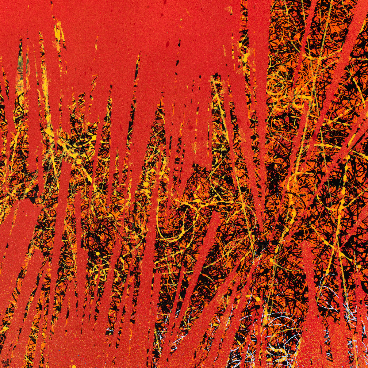 sans titre 
 2025-02. Acrylique et encres à alcool sur bois. 50 x 50 cm. 
2025 – Dominique Vial