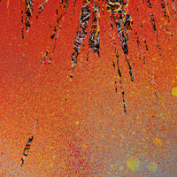 sans titre 
 2025-02. Acrylique et encres à alcool sur bois. 50 x 50 cm. 
2025 – Dominique Vial