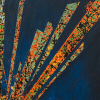 sans titre 
 2025-03. Acrylique, encres à alcool, ruban adhésif sur bois. 20 x 20 cm. 
2025 – Dominique Vial