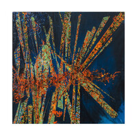 sans titre 
 2025-03. Acrylique, encres à alcool, ruban adhésif sur bois. 20 x 20 cm. 
2025 – Dominique Vial