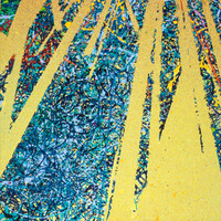 sans titre 
 2025-04. Acrylique, encre pigmentée et encre à base d’alcool sur bois. 50 x 50 cm. 
2025 – Dominique Vial