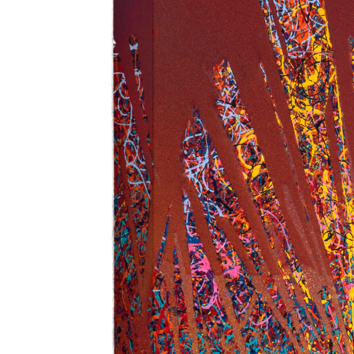 sans titre 
 2025-04. Acrylique, encre pigmentée et encre à base d’alcool sur bois. 50 x 50 cm. 
2025 – Dominique Vial