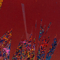 sans titre 
 2025-04. Acrylique, encre pigmentée et encre à base d’alcool sur bois. 50 x 50 cm. 
2025 – Dominique Vial