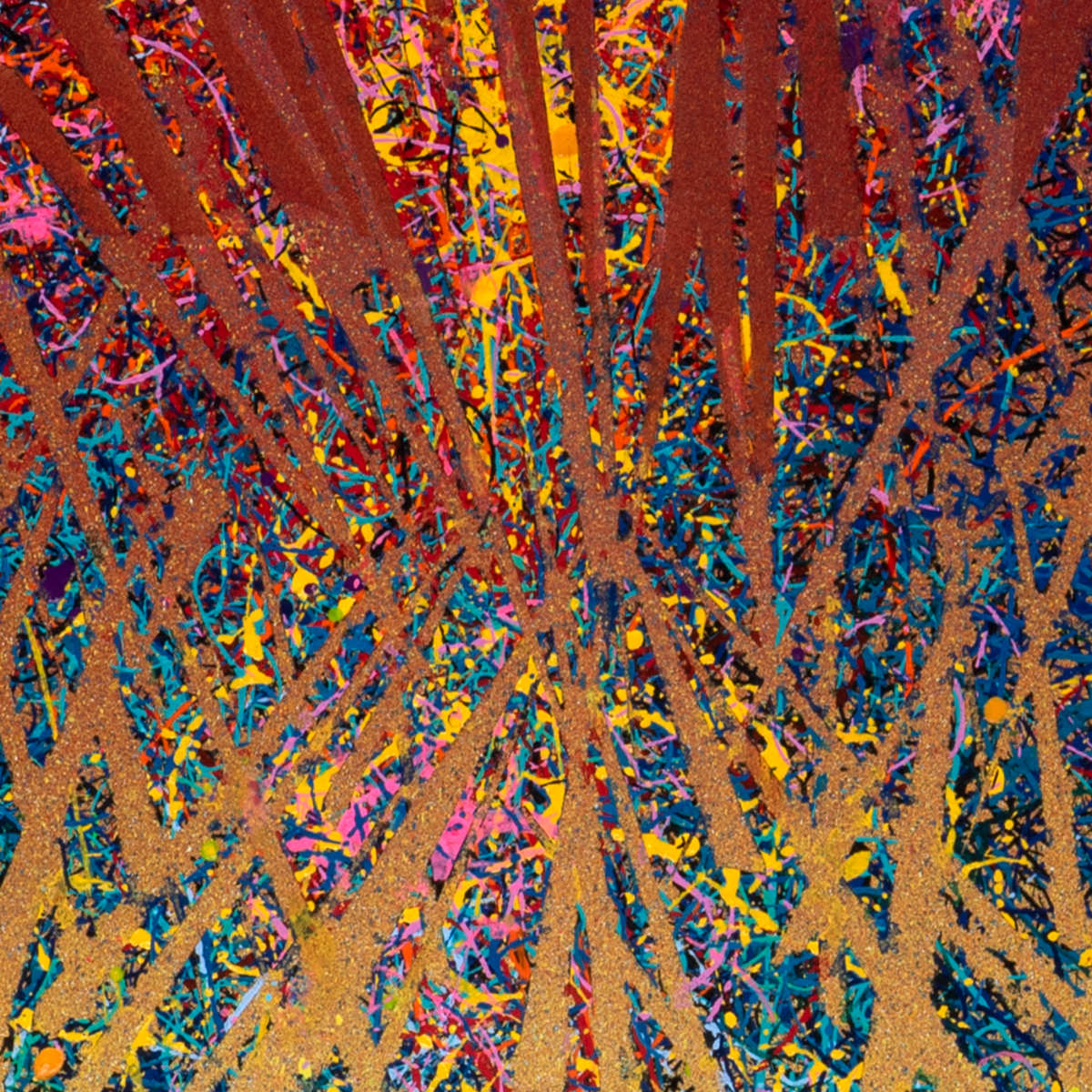 sans titre 
 2025-04. Acrylique, encre pigmentée et encre à base d’alcool sur bois. 50 x 50 cm. 
2025 – Dominique Vial