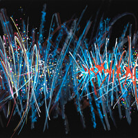 sans titre 
 2025-06b. Acrylique et peinture solidifiée sur papier Yupo. 21 x 14.8 cm. 
2025 – Dominique Vial