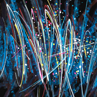 sans titre 
 2025-06b. Acrylique et peinture solidifiée sur papier Yupo. 21 x 14.8 cm. 
2025 – Dominique Vial