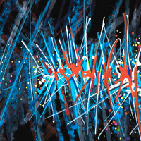 sans titre 
 2025-06b. Acrylique et peinture solidifiée sur papier Yupo. 21 x 14.8 cm. 
2025 – Dominique Vial