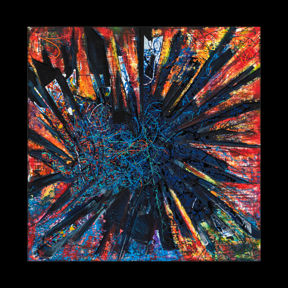 sans titre 
 2025-08. Acrylique, peinture solide et encre à alcool sur bois. 20 x 20 cm. 
2025 – Dominique Vial