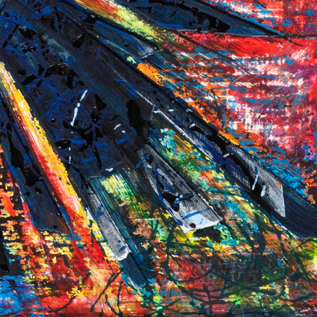 sans titre 
 2025-08. Acrylique, peinture solide et encre à alcool sur bois. 20 x 20 cm. 
2025 – Dominique Vial