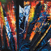 sans titre 
 2025-08. Acrylique, peinture solide et encre à alcool sur bois. 20 x 20 cm. 
2025 – Dominique Vial