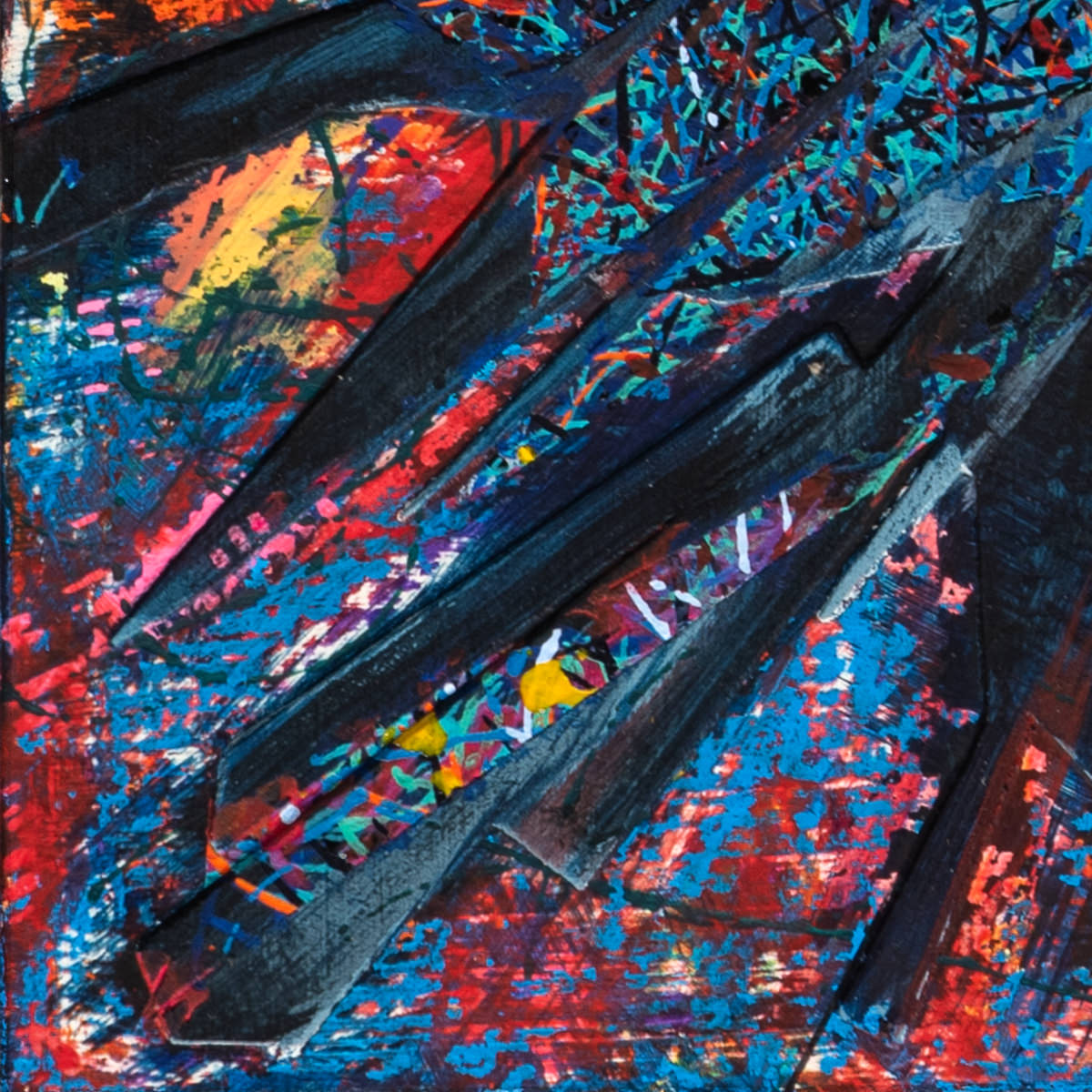 sans titre 
 2025-08. Acrylique, peinture solide et encre à alcool sur bois. 20 x 20 cm. 
2025 – Dominique Vial