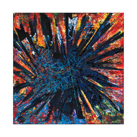 sans titre 
 2025-08. Acrylique, peinture solide et encre à alcool sur bois. 20 x 20 cm. 
2025 – Dominique Vial