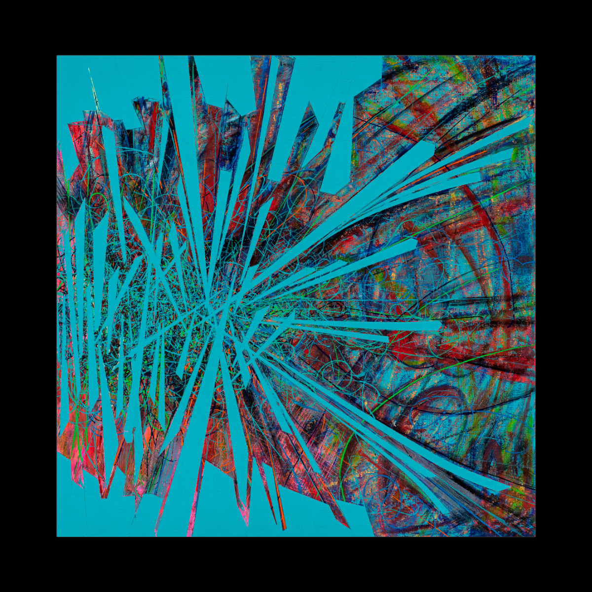 sans titre 
 2025-09. Acrylique, peinture solide et encre à alcool sur bois. 30 x 30 cm. 
2025 – Dominique Vial