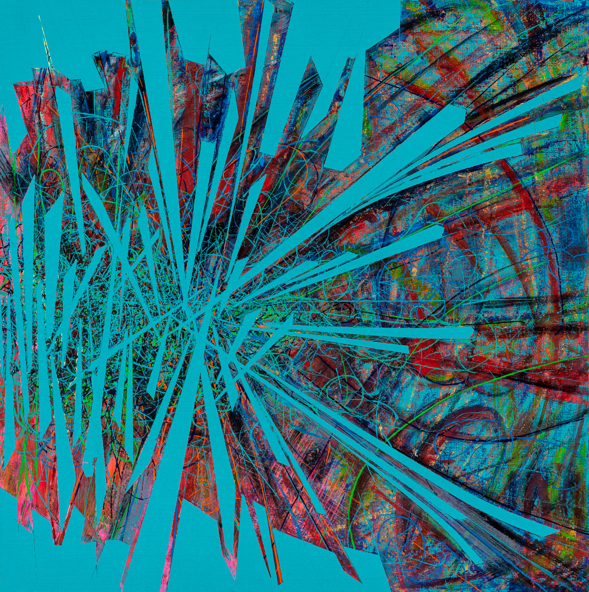 sans titre 
 2025-09. Acrylique, peinture solide et encre à alcool sur bois. 30 x 30 cm. 
2025 – Dominique Vial