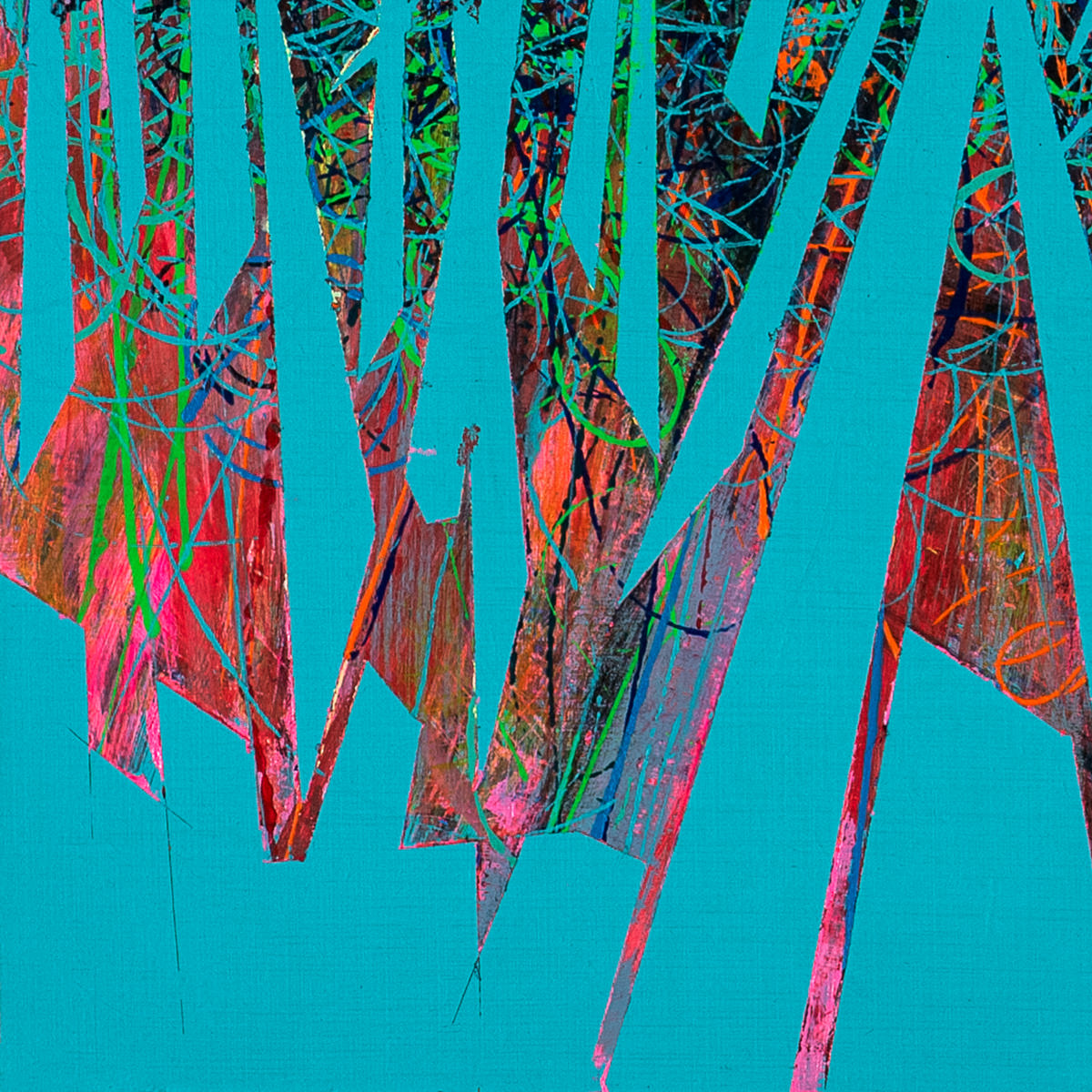 sans titre 
 2025-09. Acrylique, peinture solide et encre à alcool sur bois. 30 x 30 cm. 
2025 – Dominique Vial