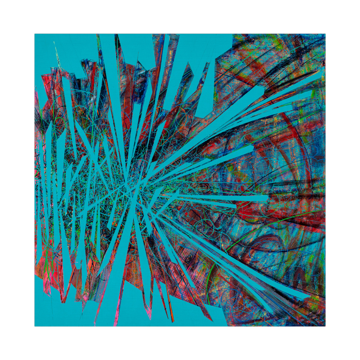 sans titre 
 2025-09. Acrylique, peinture solide et encre à alcool sur bois. 30 x 30 cm. 
2025 – Dominique Vial